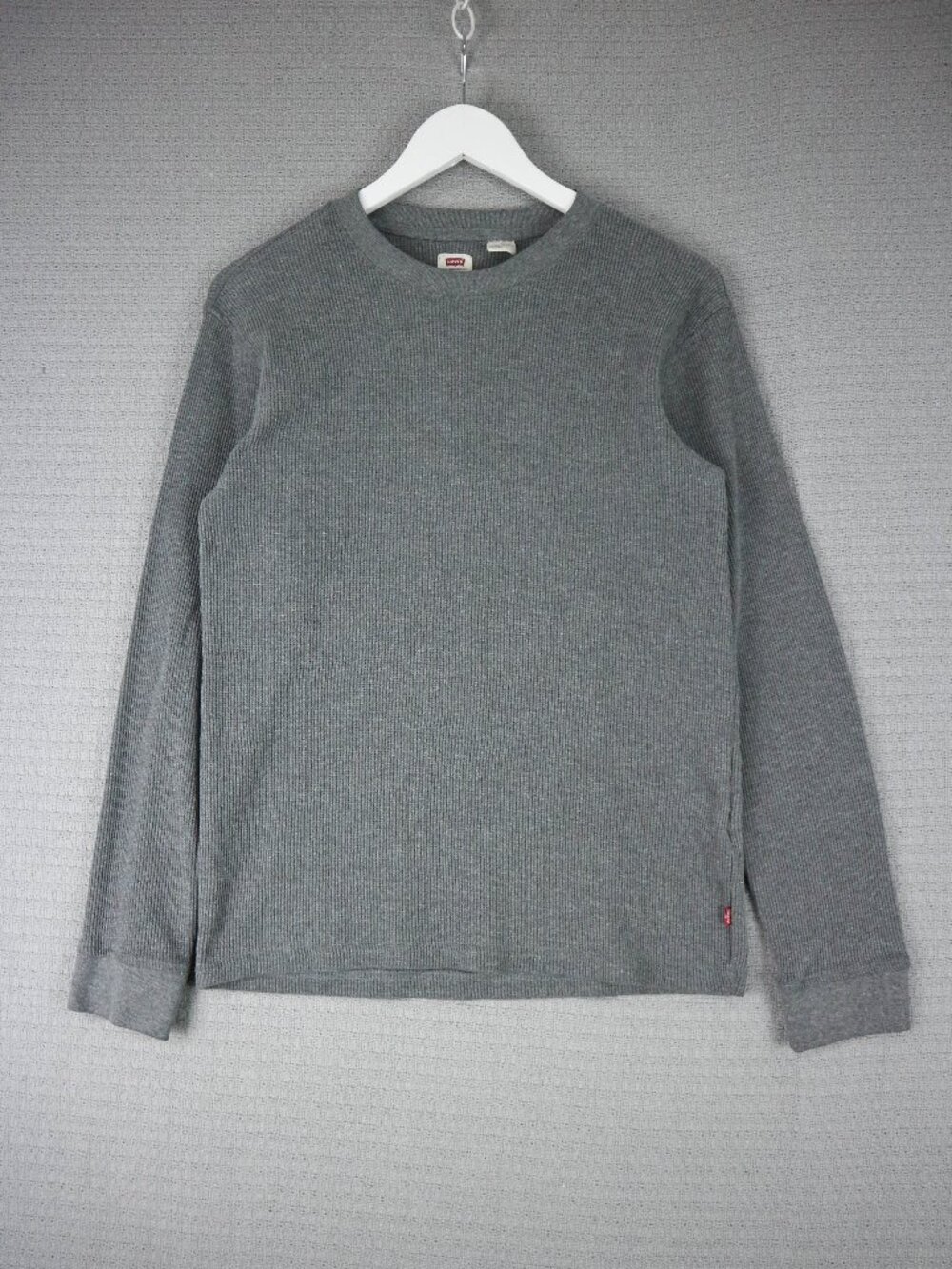 Levi's Waffle Knit Cotton Longsleeve Shirt Mens Grey Small